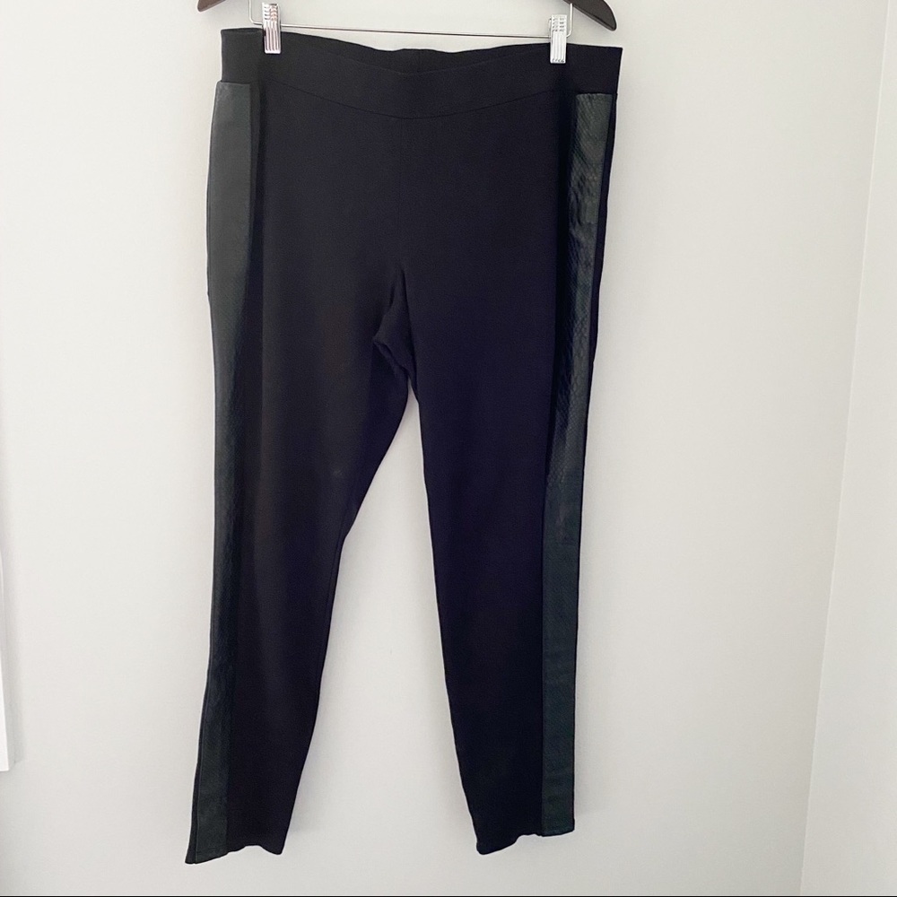 Anna Black Leggings Pants faux leather details